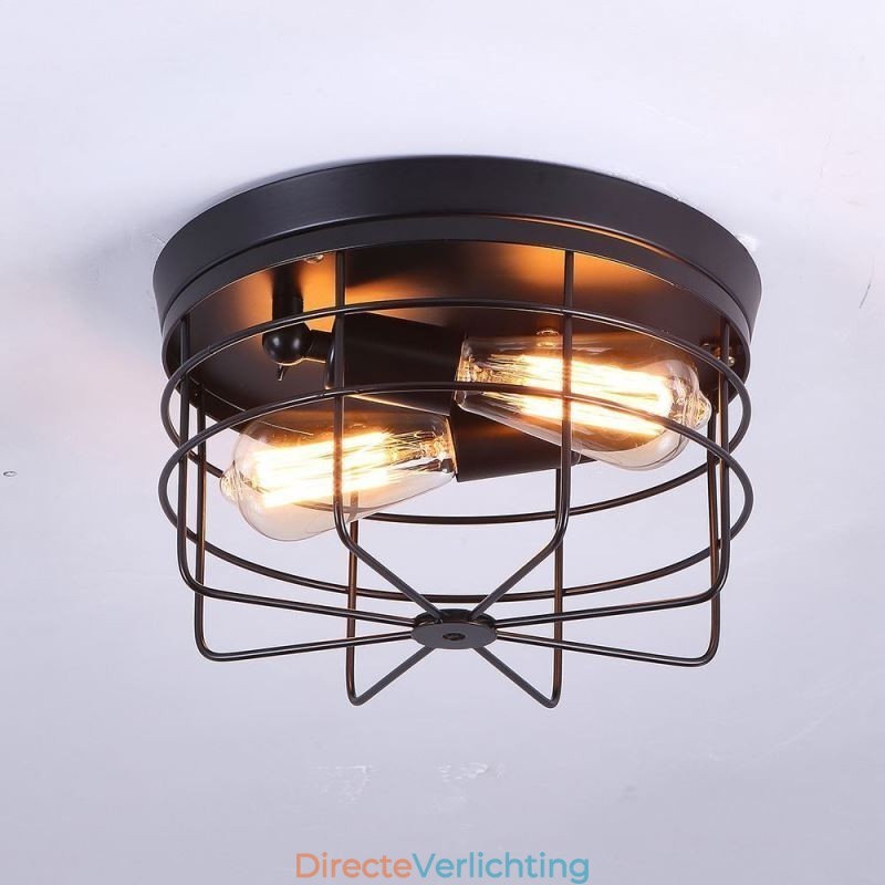 Industriële metalen kooi plafondlamp Rustieke plafondlamp met inbouwmontage