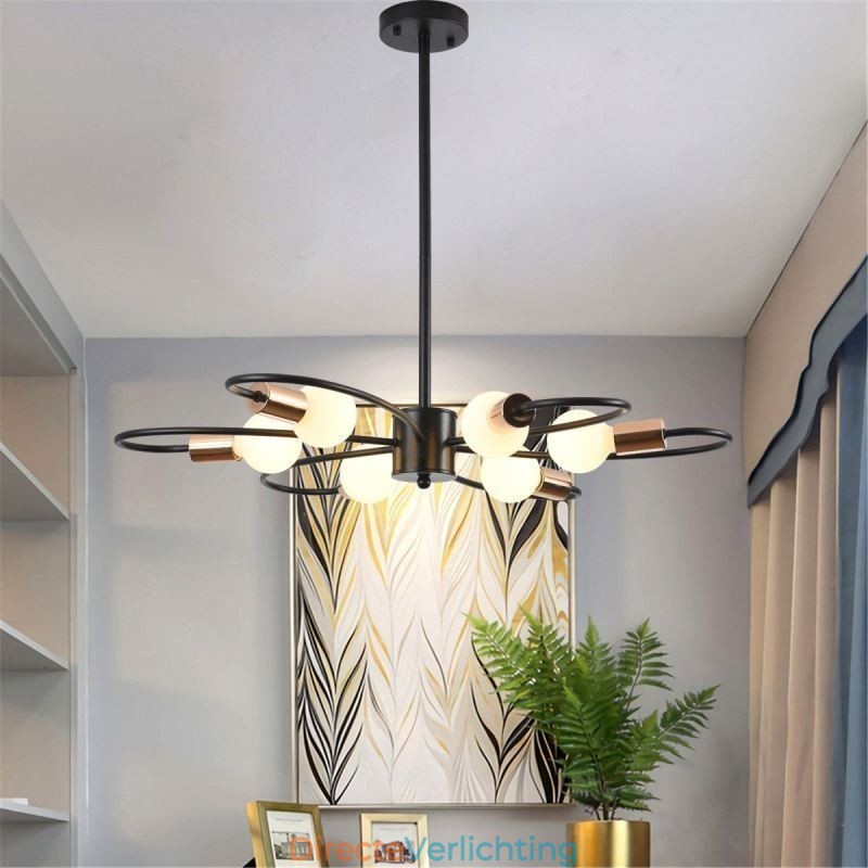 Rustieke kroonluchter 6-lichts klassieke bloemblaadjes plafond hanglamp