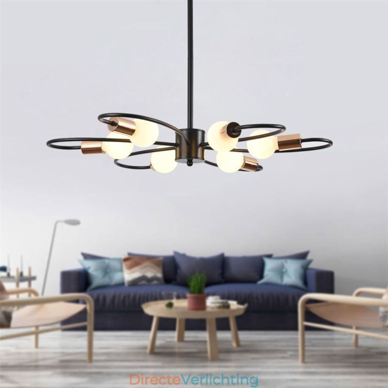 Rustieke kroonluchter 6-lichts klassieke bloemblaadjes plafond hanglamp