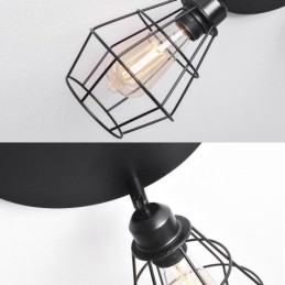 Industriële plafondlamp met 3 lampen in de vorm van een metalen kooi