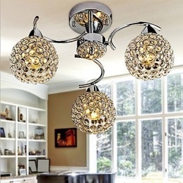 Moderne, eigentijdse, kristal gegalvaniseerde metalen hanglamp, inbouw