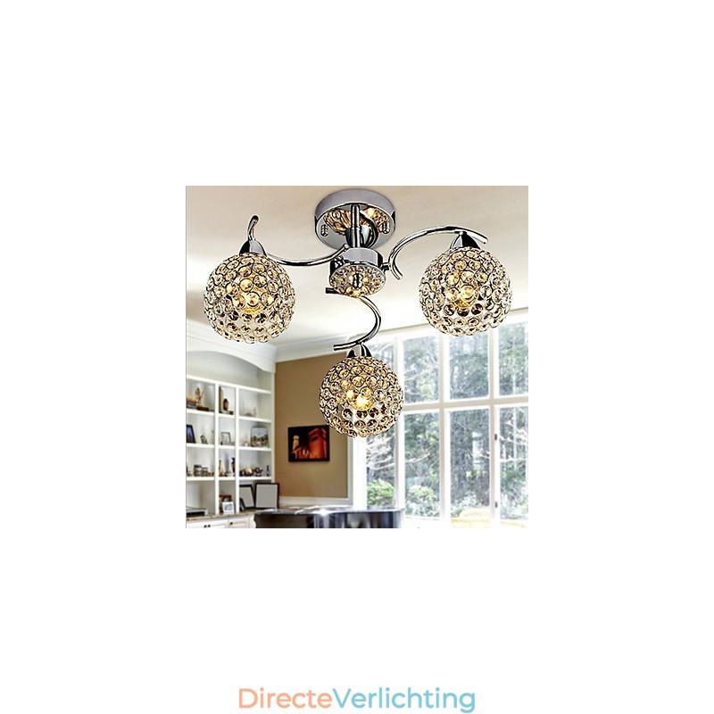 Moderne, eigentijdse, kristal gegalvaniseerde metalen hanglamp, inbouw