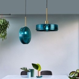 Ronde Cake Glazen Hanglamp Moderne Minimalistische Smeedijzeren Plafondlamp