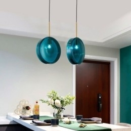 Ronde Cake Glazen Hanglamp Moderne Minimalistische Smeedijzeren Plafondlamp