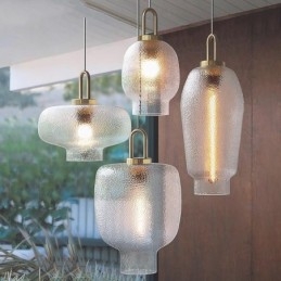 Hanglamp van matglas, moderne minimalistische plafondlamp van smeedijzer