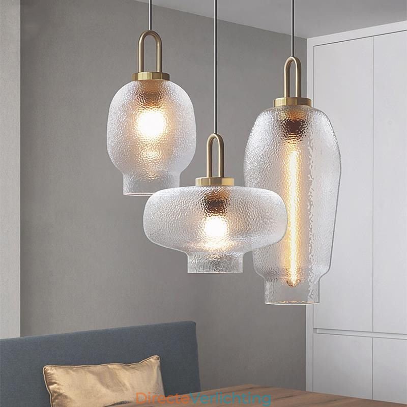 Hanglamp van matglas, moderne minimalistische plafondlamp van smeedijzer