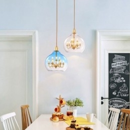 Glazen hanglamp moderne minimalistische smeedijzeren plafondlamp 9 lampen