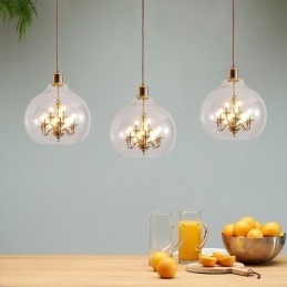 Glazen hanglamp moderne minimalistische smeedijzeren plafondlamp 9 lampen