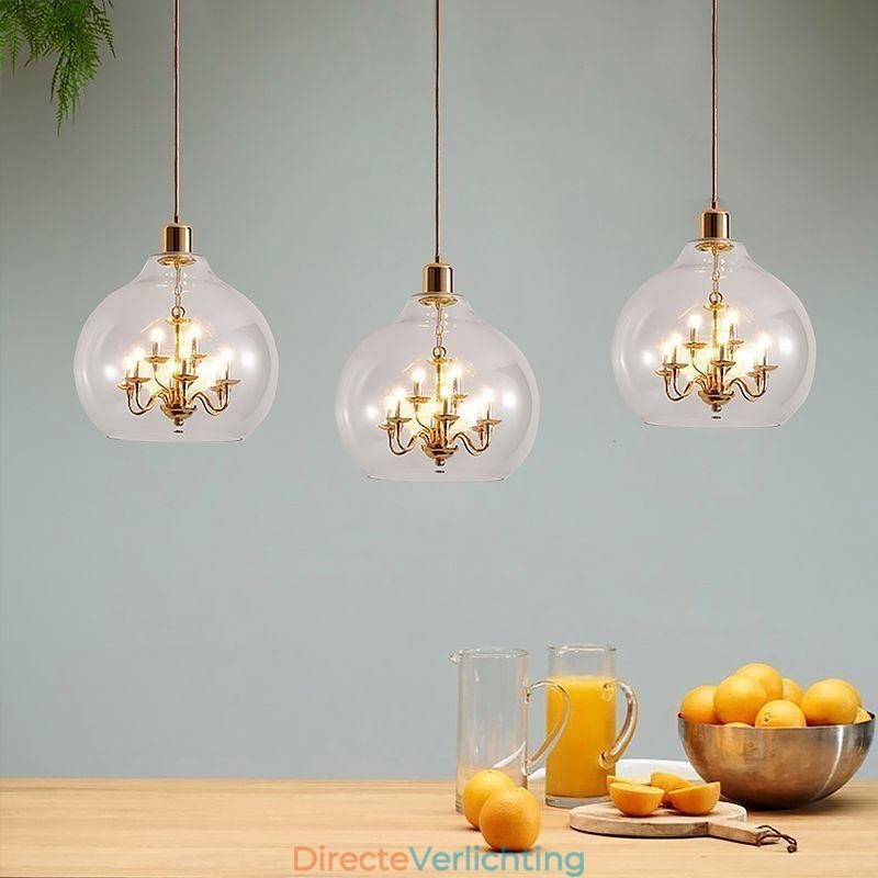 Glazen hanglamp moderne minimalistische smeedijzeren plafondlamp 9 lampen