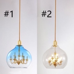 Glazen hanglamp moderne minimalistische smeedijzeren plafondlamp 9 lampen