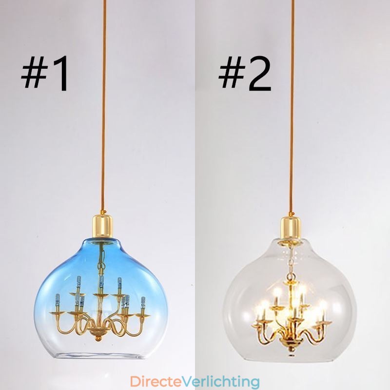 Glazen hanglamp moderne minimalistische smeedijzeren plafondlamp 9 lampen