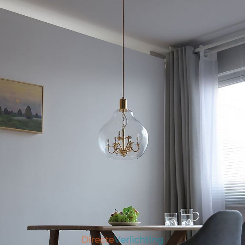 Glazen hanglamp moderne minimalistische smeedijzeren plafondlamp 9 lampen