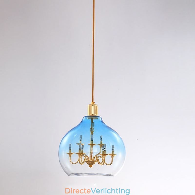 Glazen hanglamp moderne minimalistische smeedijzeren plafondlamp 9 lampen