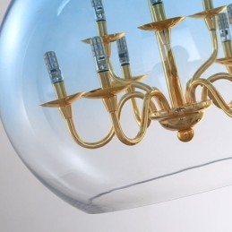 Glazen hanglamp moderne minimalistische smeedijzeren plafondlamp 9 lampen