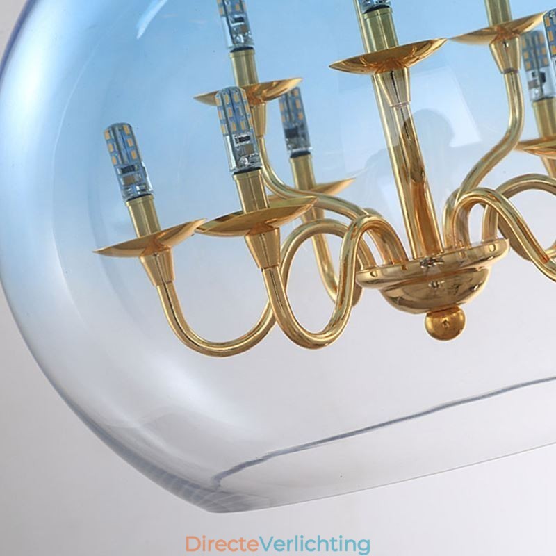 Glazen hanglamp moderne minimalistische smeedijzeren plafondlamp 9 lampen