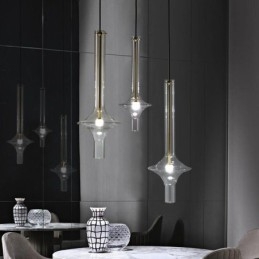 Glazen buis hanglamp moderne minimalistische smeedijzeren plafondlamp