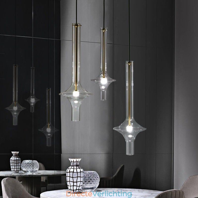 Glazen buis hanglamp moderne minimalistische smeedijzeren plafondlamp
