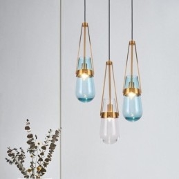 Waterdruppel glazen hanglamp moderne minimalistische smeedijzeren kleine plafondlamp