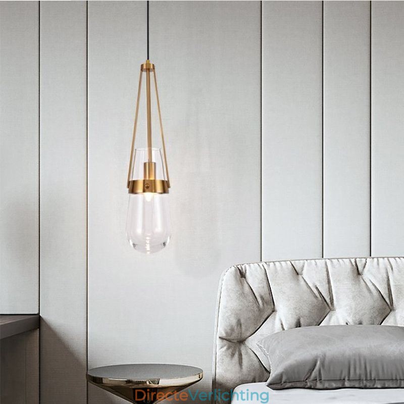Waterdruppel glazen hanglamp moderne minimalistische smeedijzeren kleine plafondlamp
