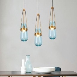 Waterdruppel glazen hanglamp moderne minimalistische smeedijzeren kleine plafondlamp
