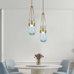 Waterdruppel glazen hanglamp moderne minimalistische smeedijzeren kleine plafondlamp