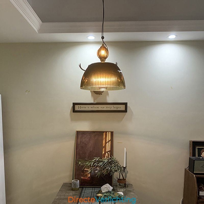 Geplooide rok glazen hanglamp moderne minimalistische smeedijzeren kleine plafondlamp