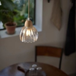 Glazen hanglamp Retro pastorale stijl eiland plafondlamp rubberhout decoratieve lamp