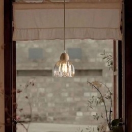 Glazen hanglamp Retro pastorale stijl eiland plafondlamp rubberhout decoratieve lamp