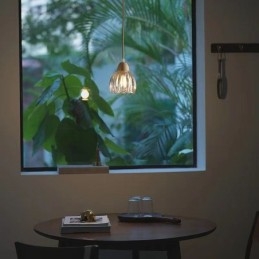 Glazen hanglamp Retro pastorale stijl eiland plafondlamp rubberhout decoratieve lamp
