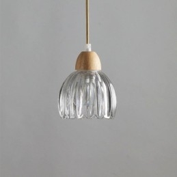 Glazen hanglamp Retro pastorale stijl eiland plafondlamp rubberhout decoratieve lamp