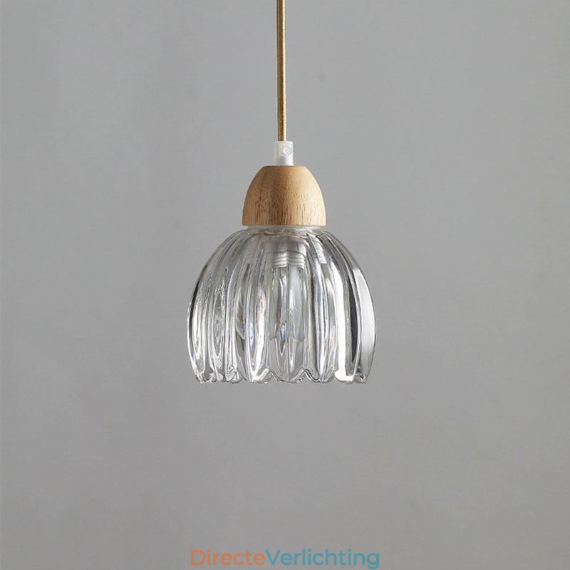Glazen hanglamp Retro pastorale stijl eiland plafondlamp rubberhout decoratieve lamp