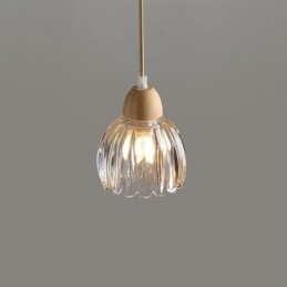 Glazen hanglamp Retro pastorale stijl eiland plafondlamp rubberhout decoratieve lamp