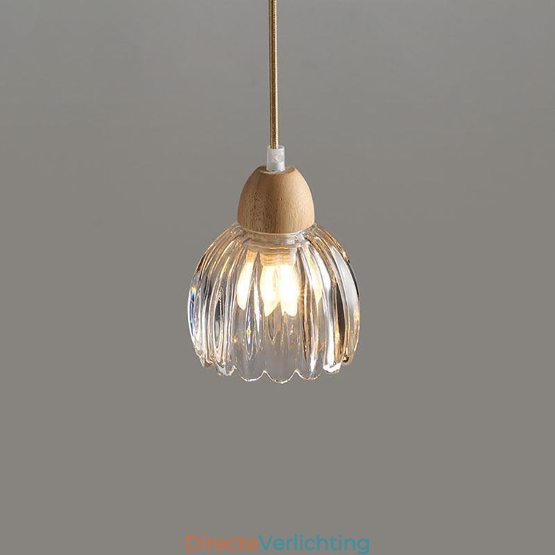 Glazen hanglamp Retro pastorale stijl eiland plafondlamp rubberhout decoratieve lamp