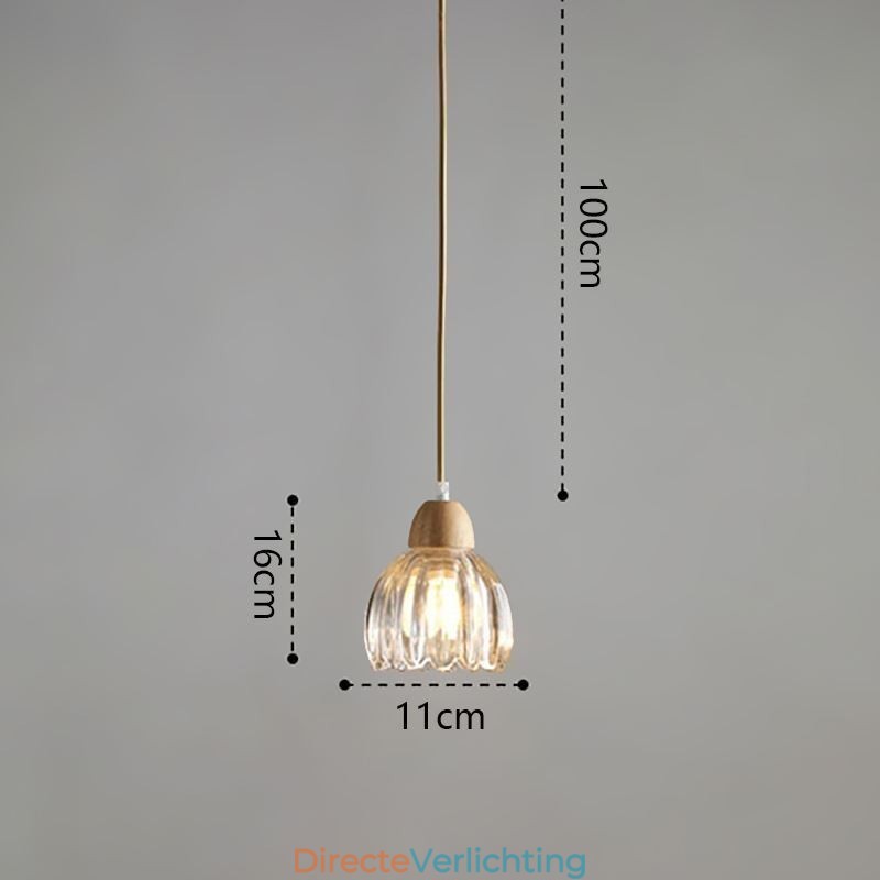Glazen hanglamp Retro pastorale stijl eiland plafondlamp rubberhout decoratieve lamp