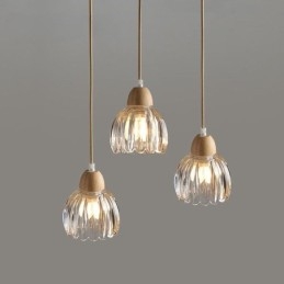 Glazen hanglamp Retro pastorale stijl eiland plafondlamp rubberhout decoratieve lamp