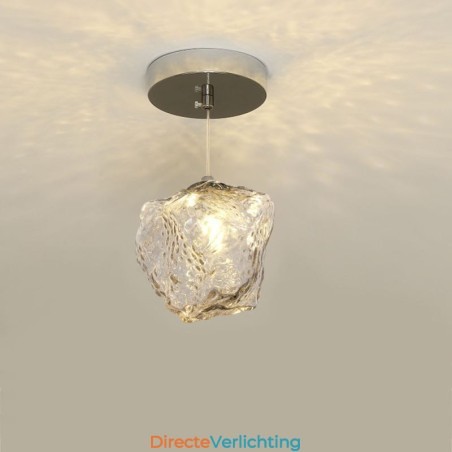 Glazen hanglamp Retro decoratieve lamp IJsblokjesvormige lampenkap Glazen hanglamp Retro decoratieve lamp IJsblokjesvormige lampenkap