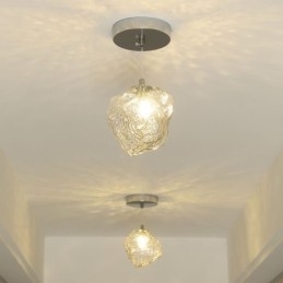 Glazen hanglamp Retro decoratieve lamp IJsblokjesvormige lampenkap