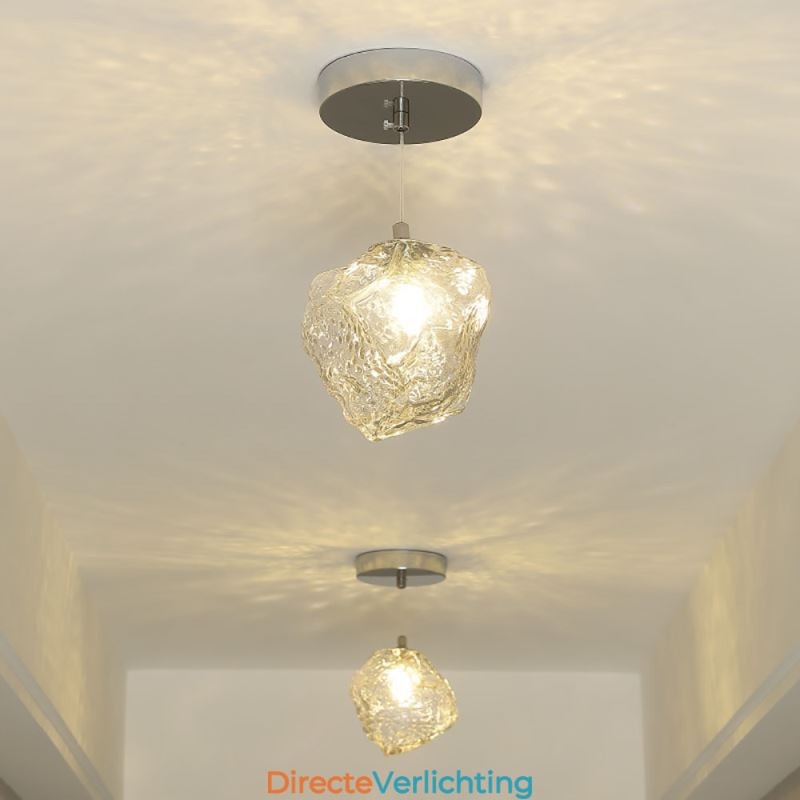 Glazen hanglamp Retro decoratieve lamp IJsblokjesvormige lampenkap