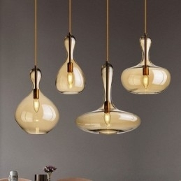 Nordic Glazen Hanglamp Amberkleurige Kap Plafondlamp