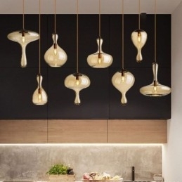 Nordic Glazen Hanglamp Amberkleurige Kap Plafondlamp