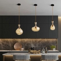 Nordic Glazen Hanglamp Amberkleurige Kap Plafondlamp