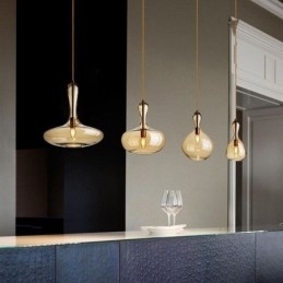 Nordic Glazen Hanglamp Amberkleurige Kap Plafondlamp
