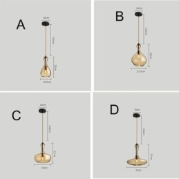 Nordic Glazen Hanglamp Amberkleurige Kap Plafondlamp