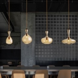 Nordic Glazen Hanglamp Amberkleurige Kap Plafondlamp