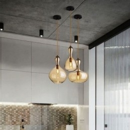 Nordic Glazen Hanglamp Amberkleurige Kap Plafondlamp