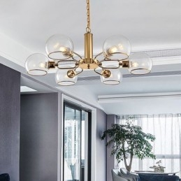 Glazen hanglamp moderne minimalistische smeedijzeren plafondlamp
