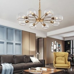 Glazen hanglamp moderne minimalistische smeedijzeren plafondlamp