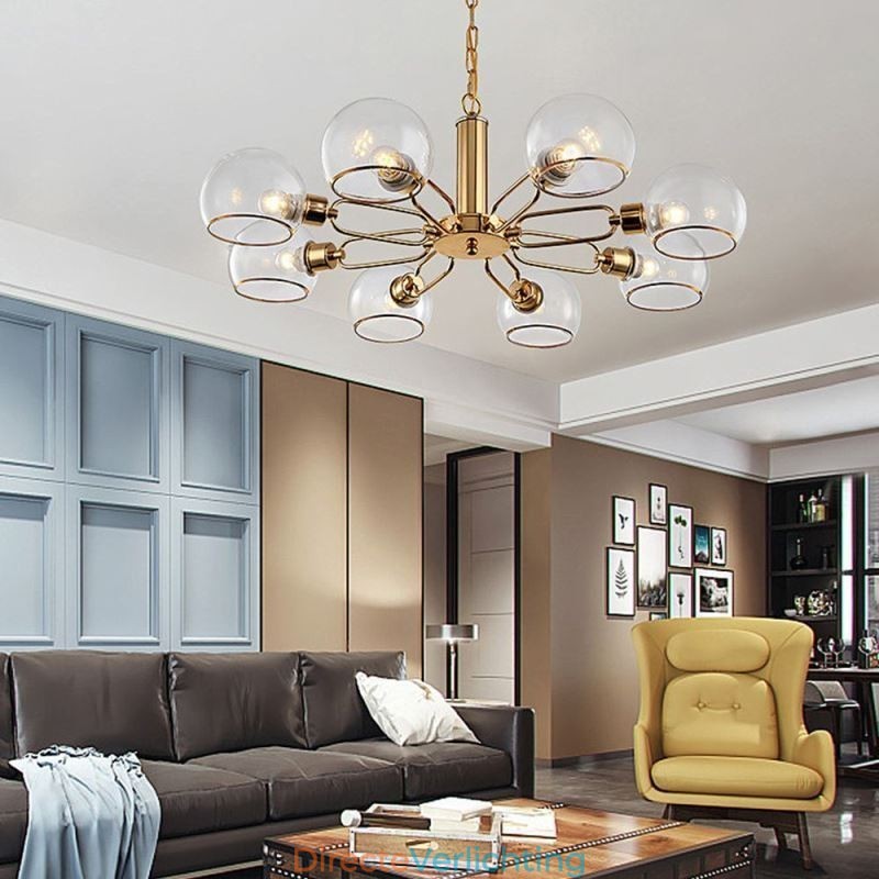 Glazen hanglamp moderne minimalistische smeedijzeren plafondlamp