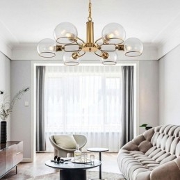 Glazen hanglamp moderne minimalistische smeedijzeren plafondlamp