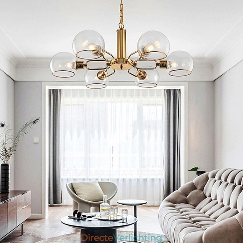 Glazen hanglamp moderne minimalistische smeedijzeren plafondlamp